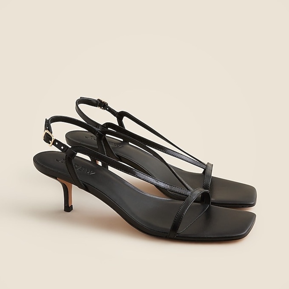 J Crew Used Red Krista Slingback Kitten-Heel Sandals In Leather Cj839